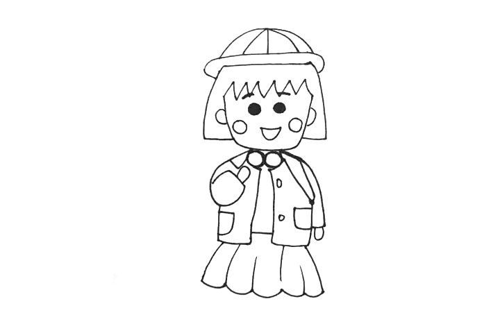 步骤7：然后是裙子，记得画上花边哦！