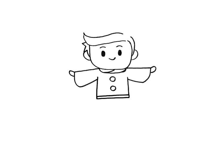 步骤5：然后是小王子的两个伸展开的手。