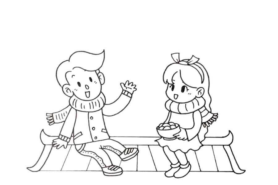 步骤5：在他们下面画出一张毯子。