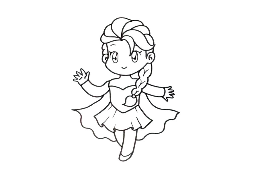 步骤4：魔法公主简笔画步骤4