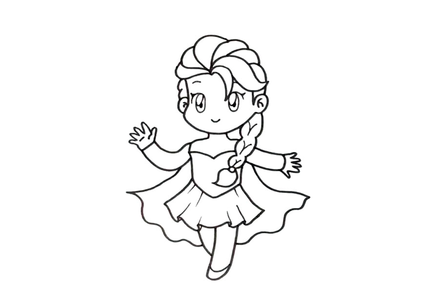 步骤5：魔法公主简笔画步骤5