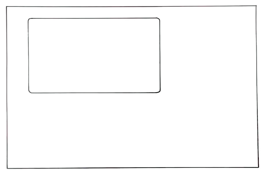 步骤1：首先在左上方画出长方形作为电脑轮廓。