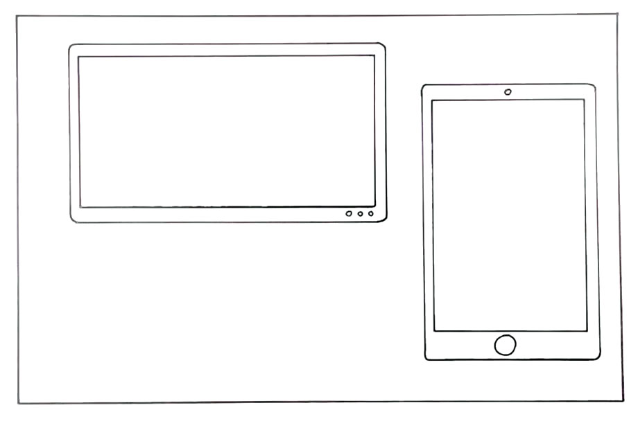 步骤2：接着在它的右边画出一部手机。