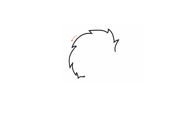 步骤1：首先画出刺猬的背部轮廓，注意很多刺哟。