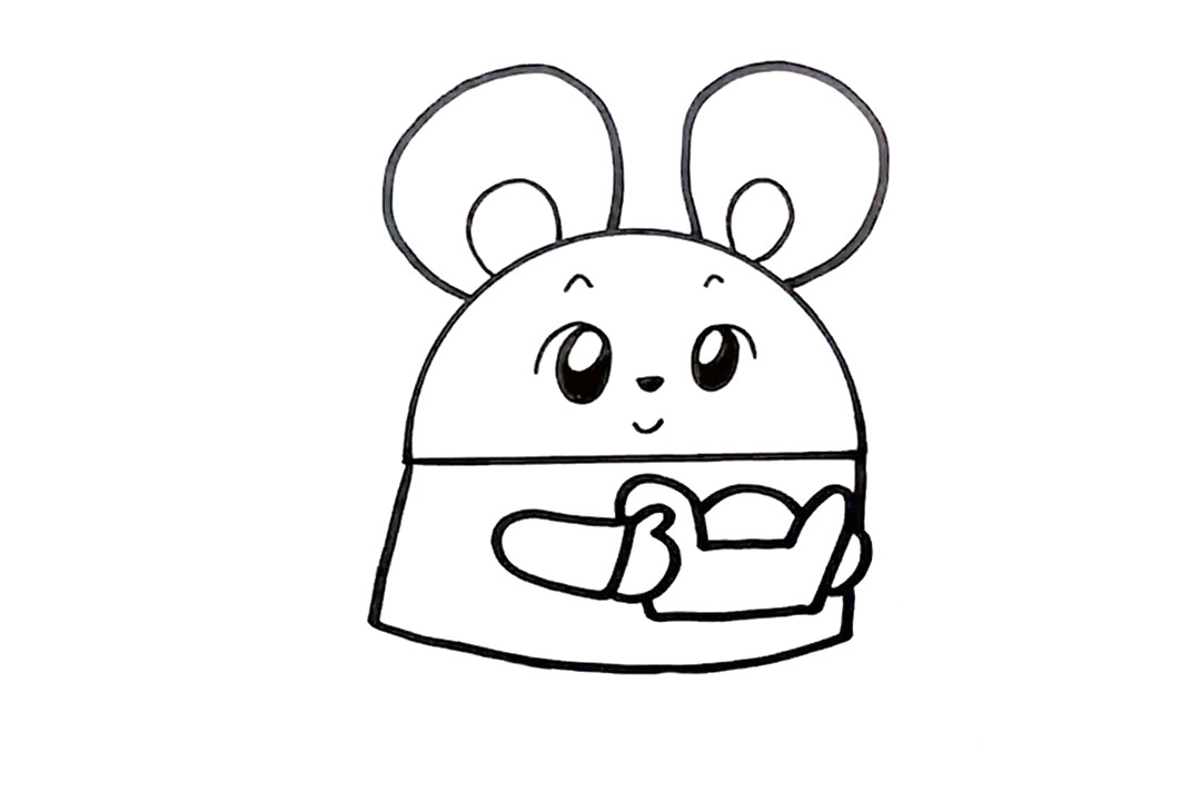 步骤4：接着画出胳膊和手中捧着的元宝。