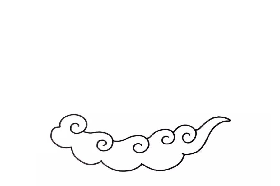 步骤1：首先在下方画出一朵漂亮的祥云。