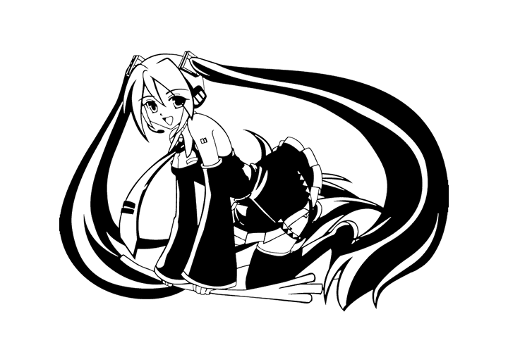 初音未来漫画线稿-图1