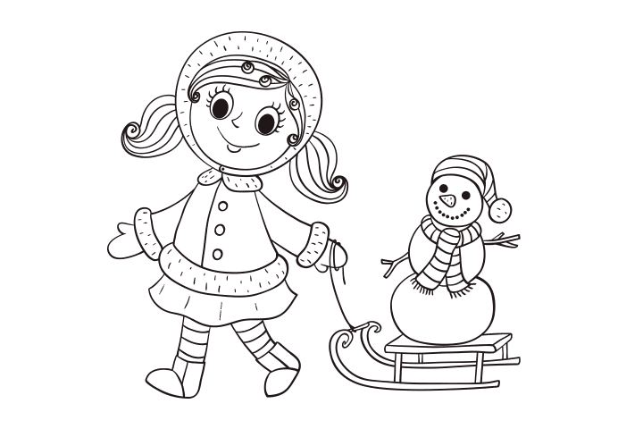 步骤2：拉雪人简笔画