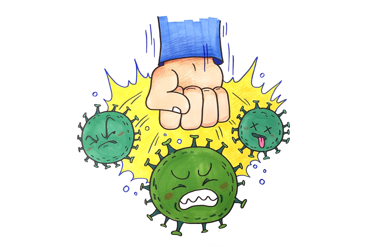 新型冠状病毒手抄报插画素材-图1