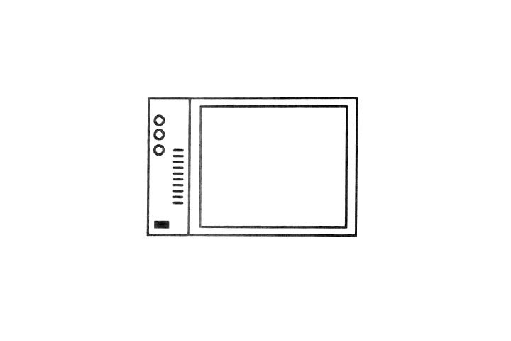 步骤3：左边位置画上几个电视机的按钮。