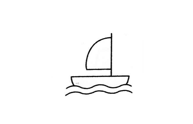 步骤4：然后画一个扇形做船帆。