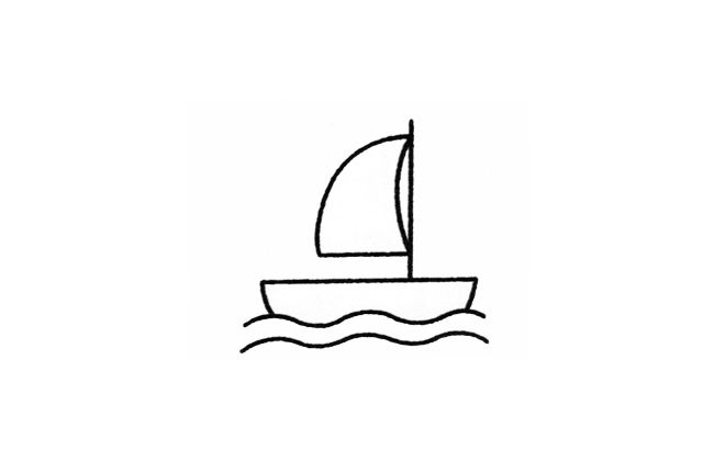 步骤5：船帆画出一条弧线。