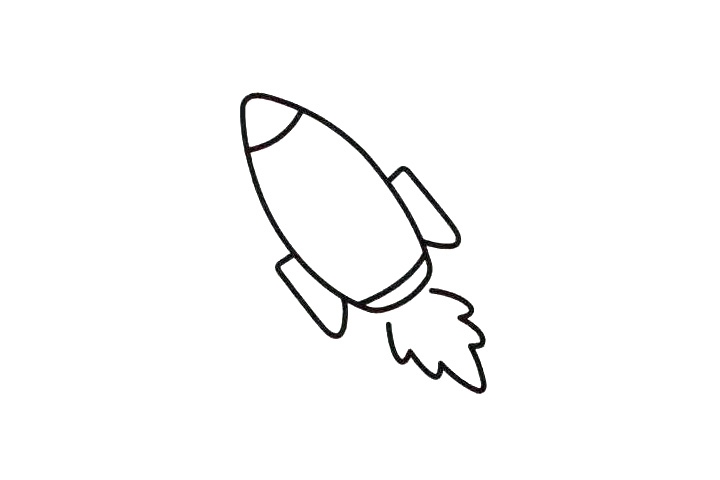 步骤4：头上画弧后直线。 