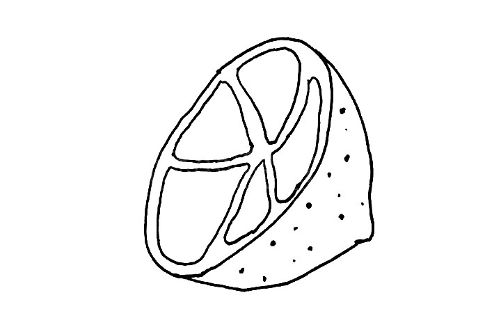 步骤3：画出柠檬的花纹。