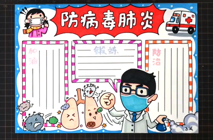 教大家画防病毒肺炎手抄报