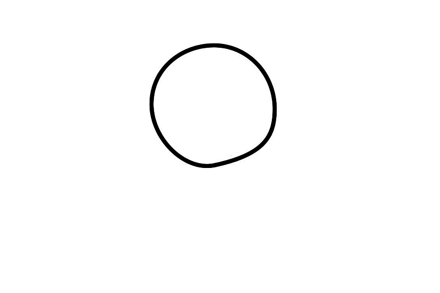 步骤1：先画一个圆，作为熊的头部。