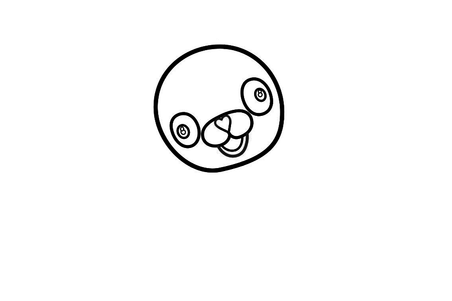 步骤2：接着画出熊的五官。