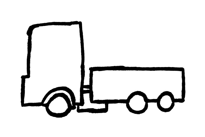 步骤4：在留出车轮的位置处画个小圆圈，车轮就这样轻松的画好了哦!现在看起来有木有一丢丢形象呢?