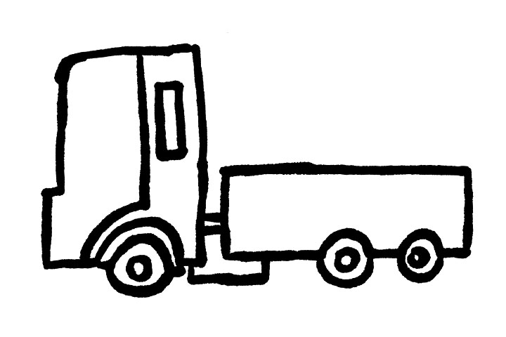 步骤6：小货车的车窗也要画上哦!车窗不仅可以用来及时查看车窗外的情况，还可以使驾驶室内空气流通哦!