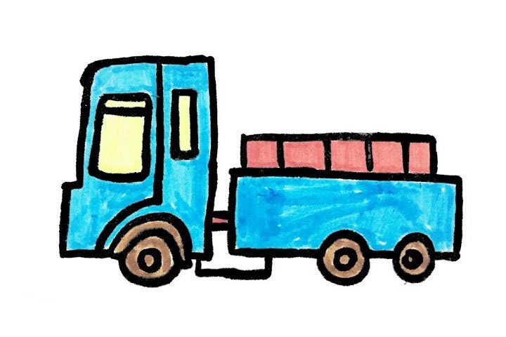 小货车简笔画画法步骤