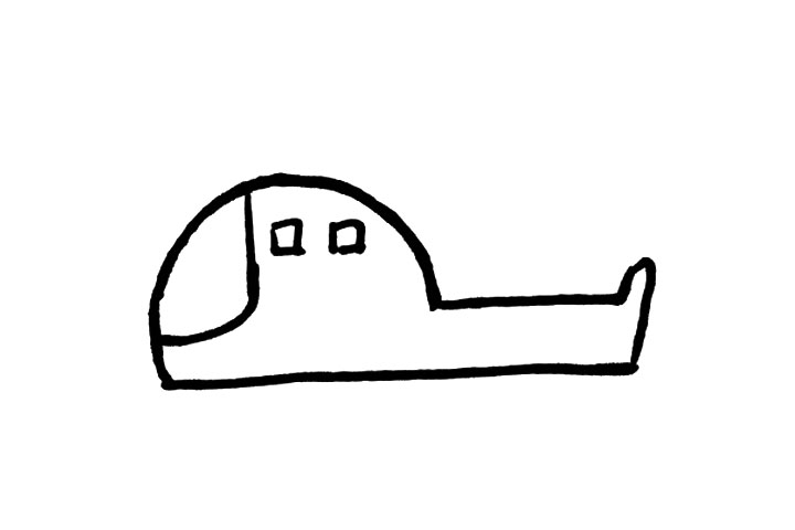 步骤4：我们一起给直升机画上窗户吧!用两个小矩形表示一下就好啦!