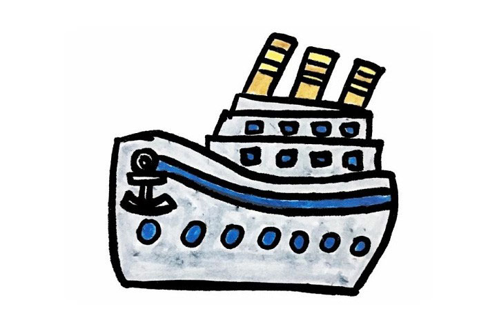 大轮船简笔画画法步骤