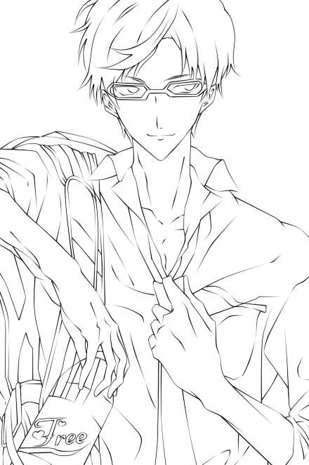 动漫男生线稿+彩色图片-图2