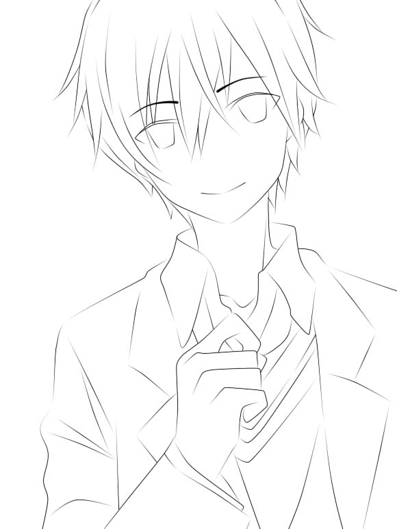 动漫男生线稿+彩色图片-图4