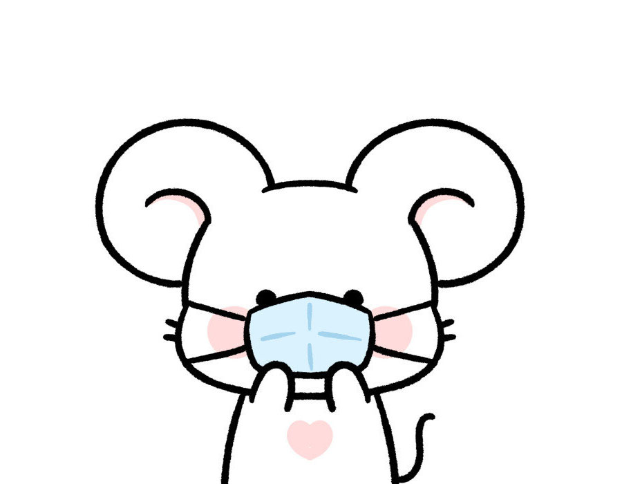 一组戴口罩的可爱小动物简笔画图片-图1