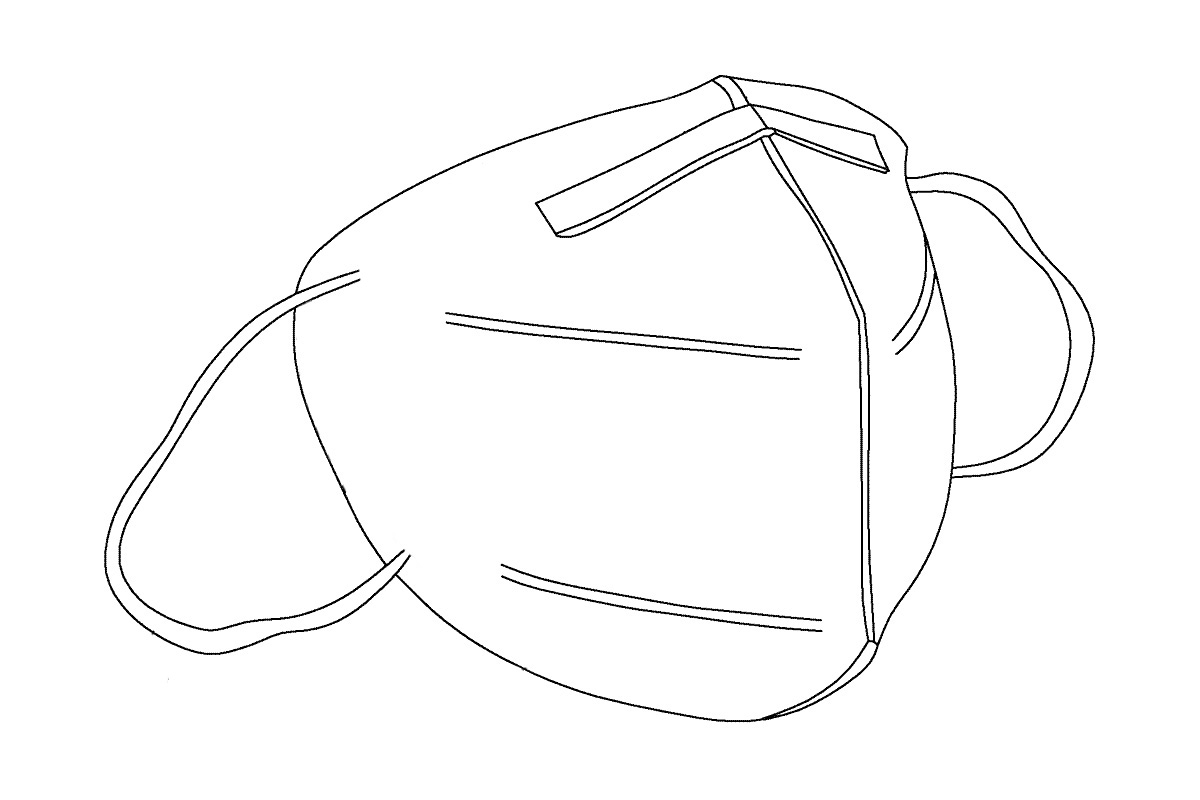 步骤4：接着画出口罩头戴。