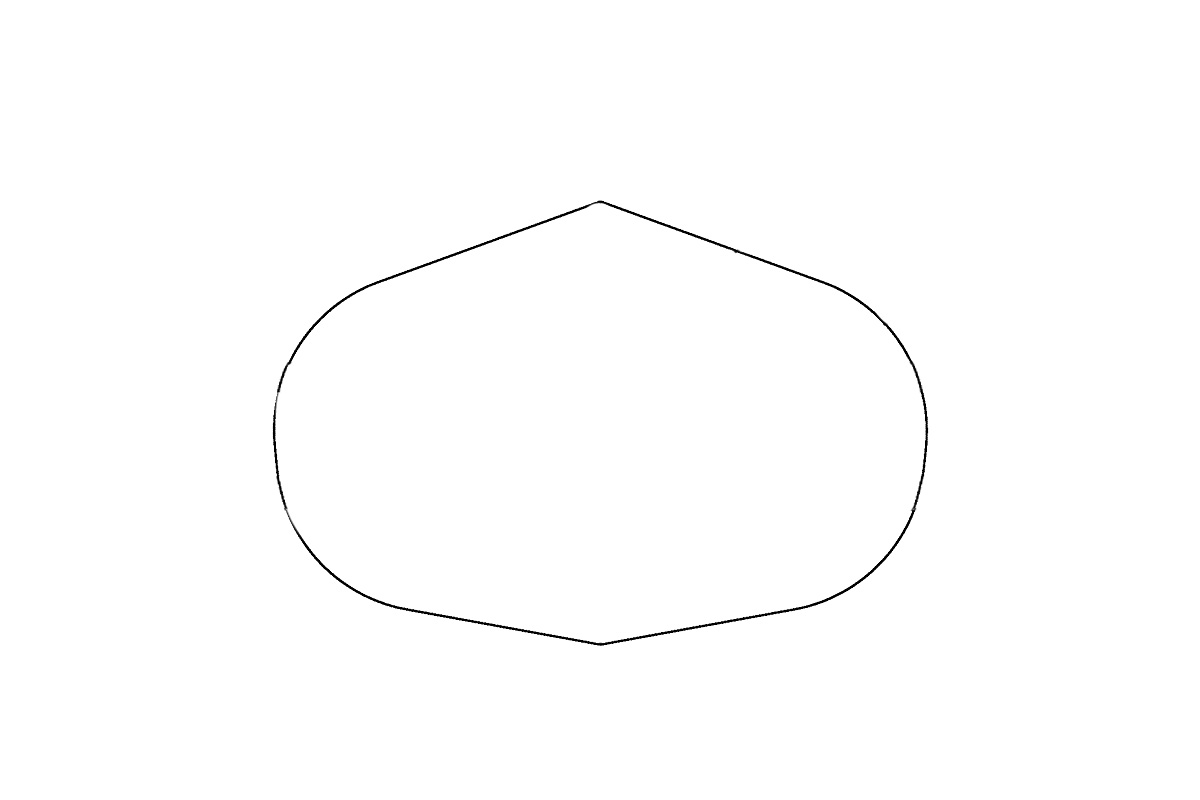 步骤1：先画出一个椭圆形的面罩轮廓。