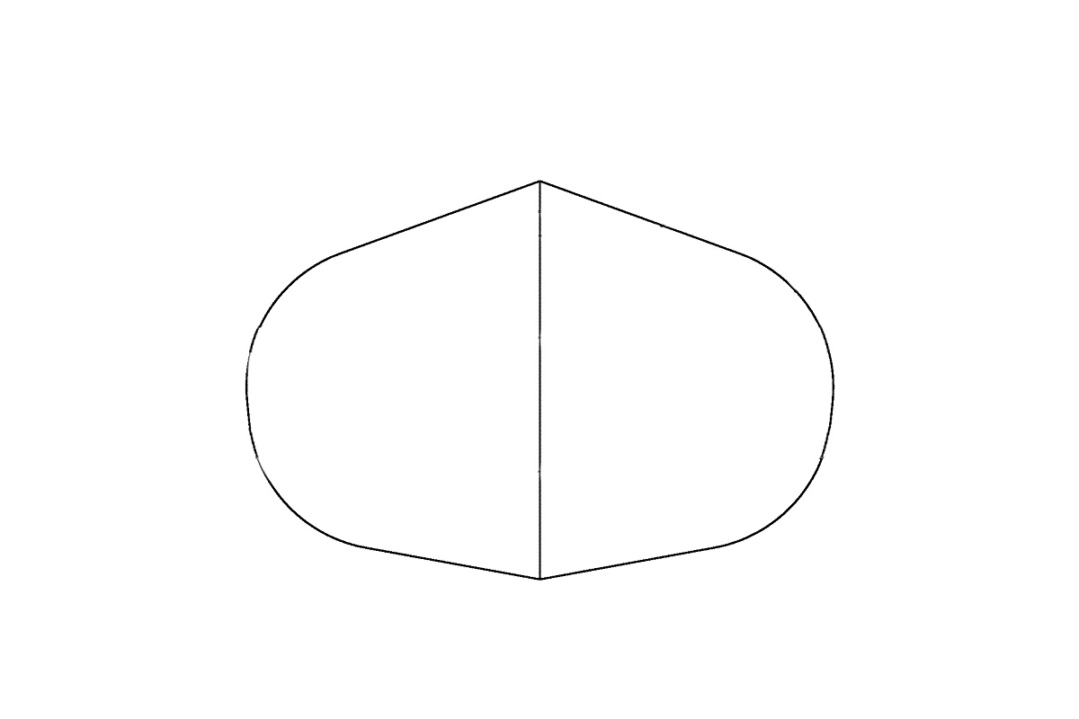 步骤2：画出口罩的中线。