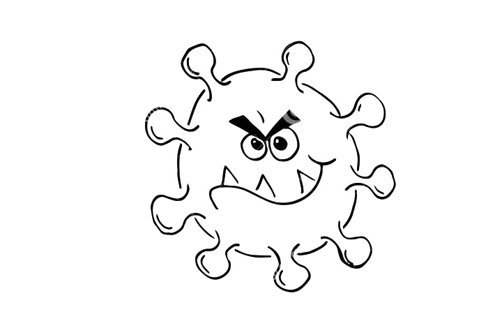 疯狂的病毒简笔画图片-图1