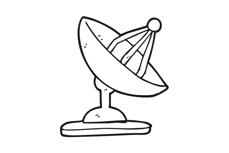 卫星塔，射电望远镜简笔画图片-图1
