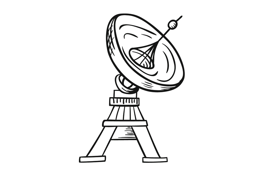卫星塔，射电望远镜简笔画图片-图3