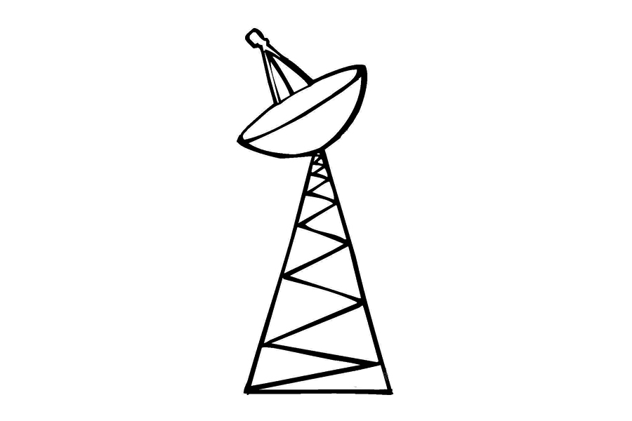 卫星塔，射电望远镜简笔画图片-图4