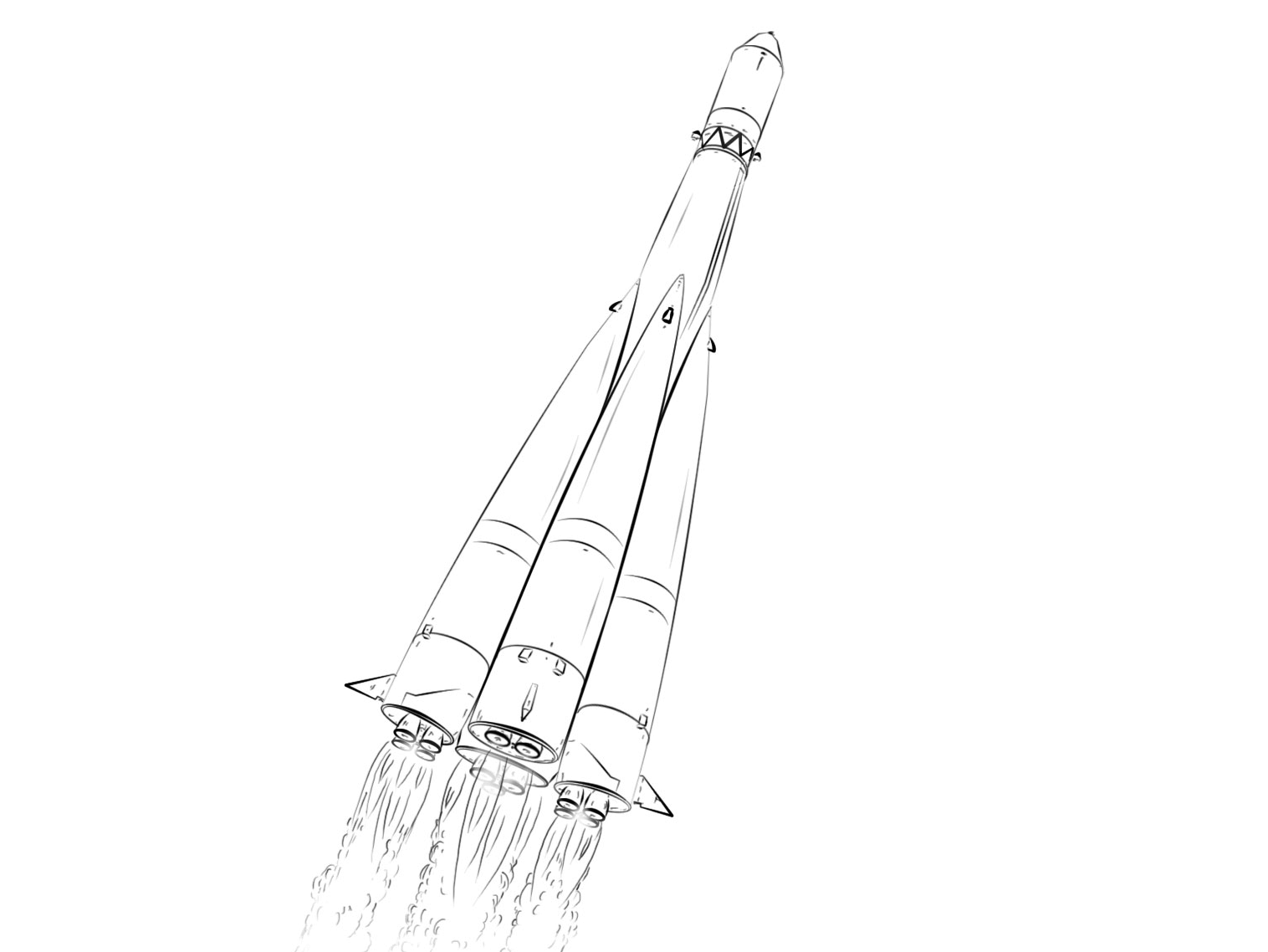发射中的火箭简笔画-图1