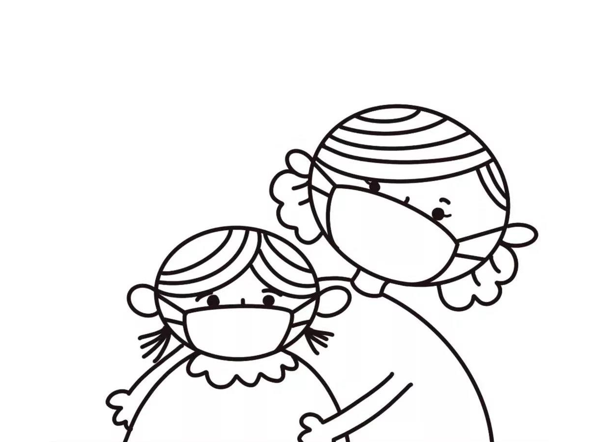 步骤4：完善细节，别忘了给妈妈也戴上口罩。