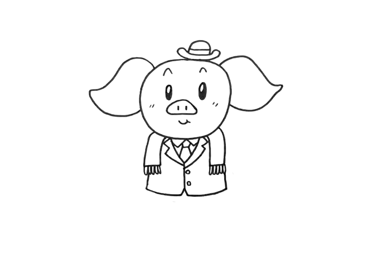 步骤3：接着往下画出它一幅和围脖。