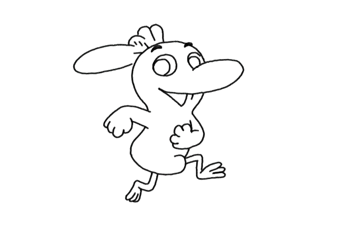 步骤4：这回画小皮迪克的眉毛、眼睛和嘴巴。