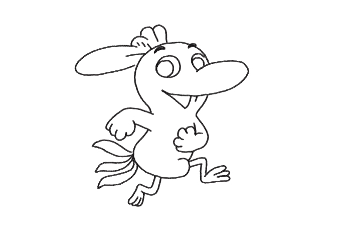 步骤5：接下来画小皮的尾巴。