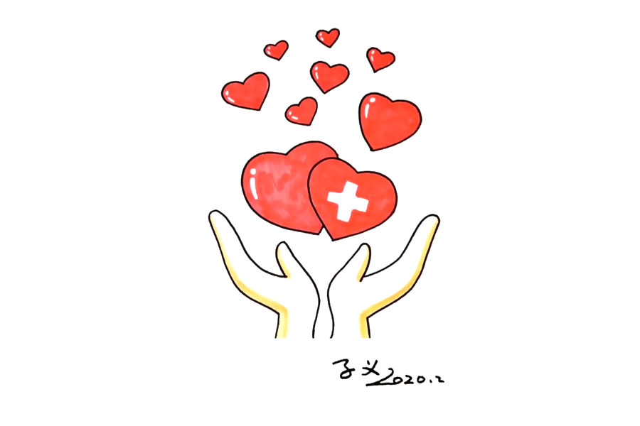 武汉加油！同心协力战胜病毒简笔画-图1