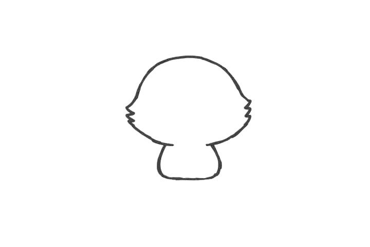 步骤1：先画出小猫的脑袋和身子的轮廓线条。