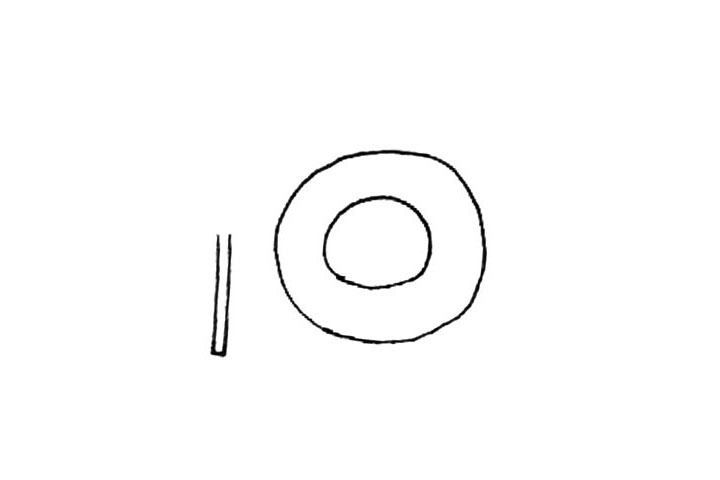 步骤2：旁边画上一个有缺口的长条。