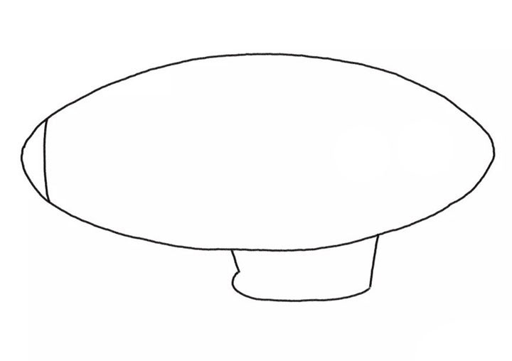 步骤2：画出飞艇的吊舱轮廓线条。