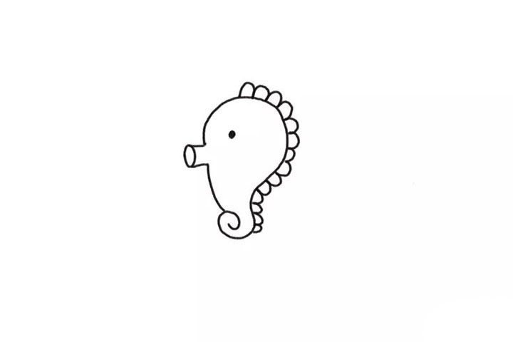 步骤1：线画出海马的轮廓线条。
