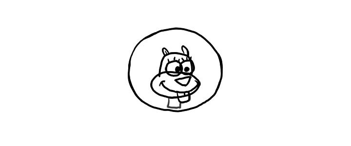 步骤4：接下来是画它的嘴巴、大门牙和脖子。