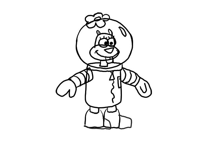 步骤8：然后往下给它画上腿和脚。