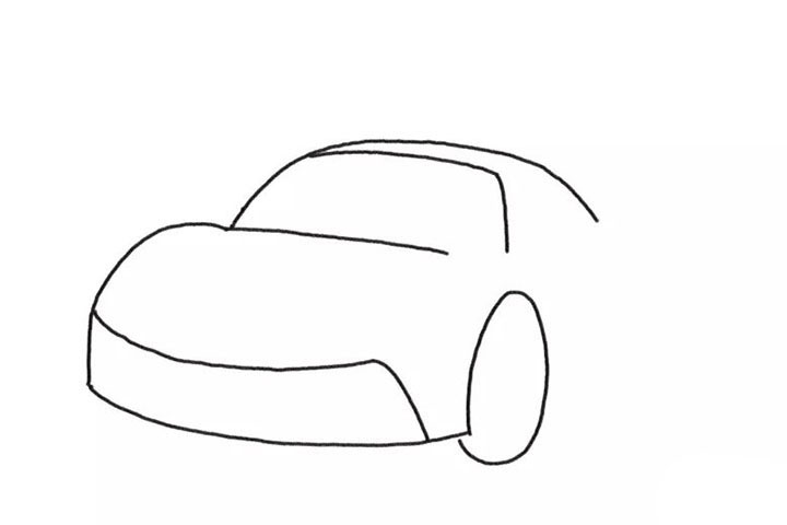 步骤2：接着画车头、保险杠和前轮。
