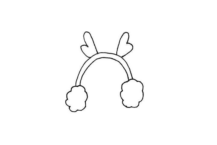 步骤3：上面，再用弧线画出鹿角的形状，注意变化。
